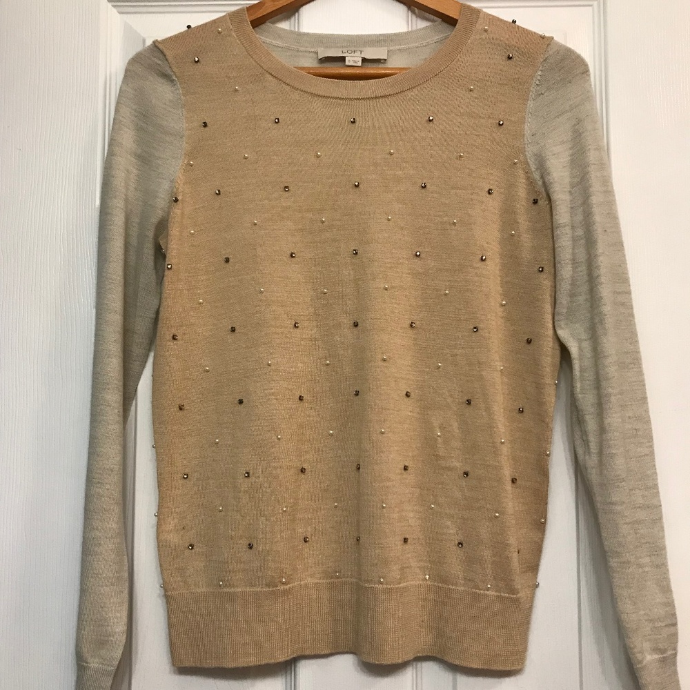 Ann Taylor Loft Sweater with pearl/jewel accents